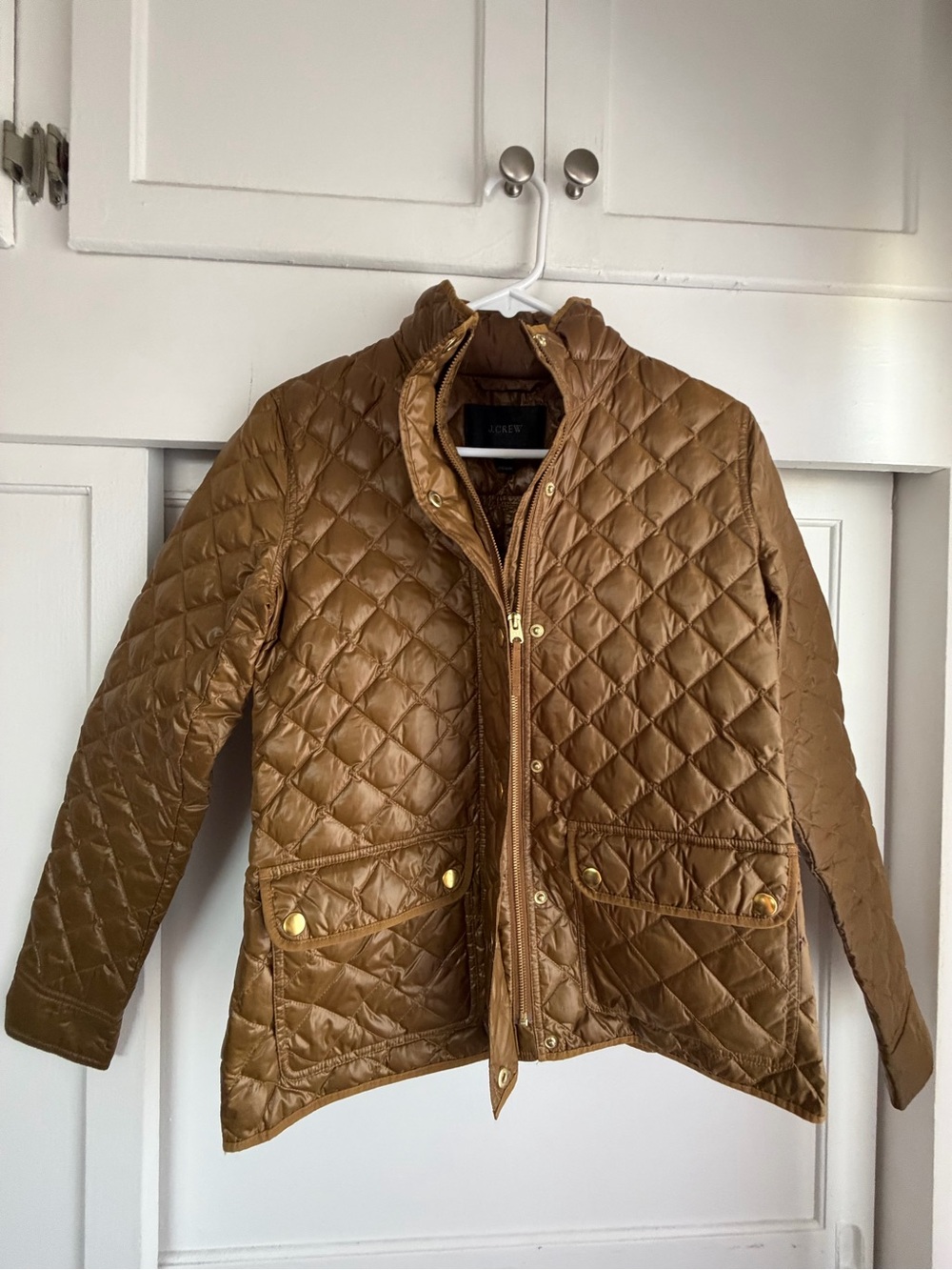 J. Crew Quilted Gold Jacket with Snaps and Zipper
